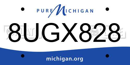 8UGX828 Michigan License Plate