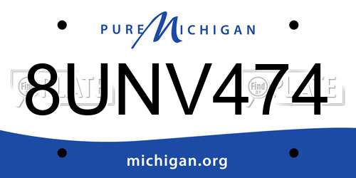 8UNV474 Michigan License Plate