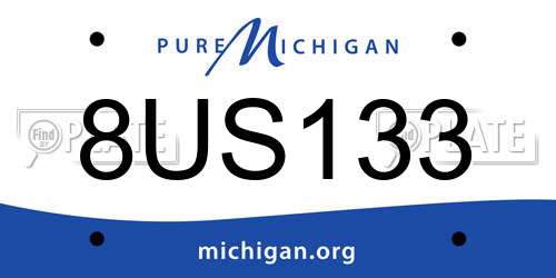 8US133 Michigan License Plate
