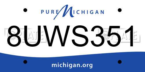 8UWS351 Michigan License Plate