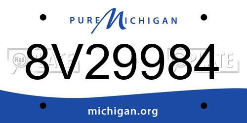 8V29984 Michigan License Plate