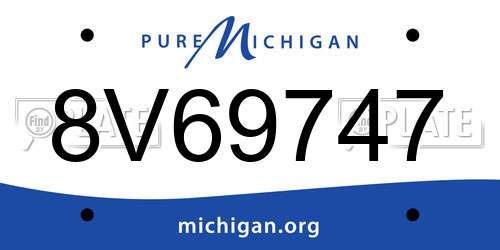 8V69747 Michigan License Plate