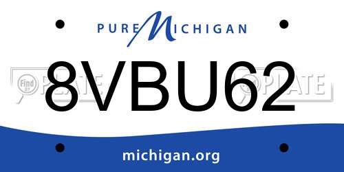 8VBU62 Michigan License Plate