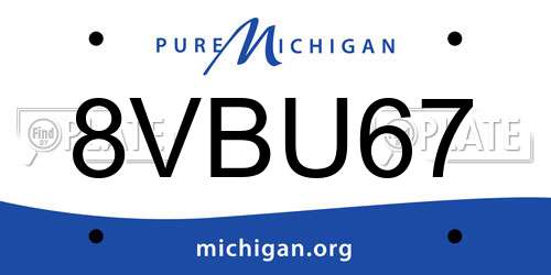 8VBU67 Michigan License Plate