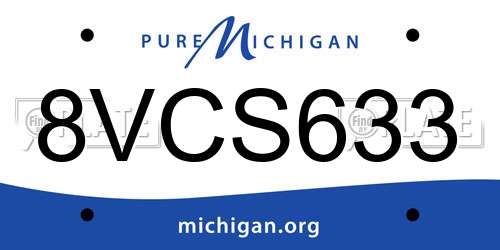 8VCS633 Michigan License Plate