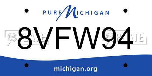 8VFW94 Michigan License Plate