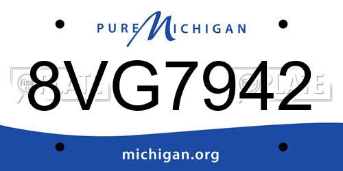 8VG7942 Michigan License Plate