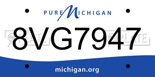 8VG7947 Michigan License Plate