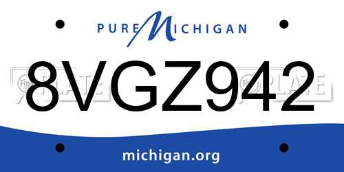 8VGZ942 Michigan License Plate