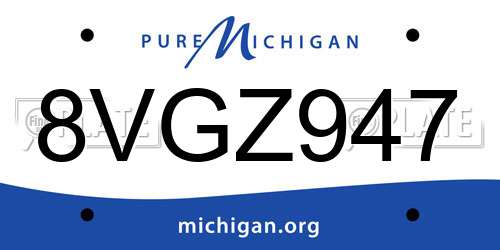 8VGZ947 Michigan License Plate