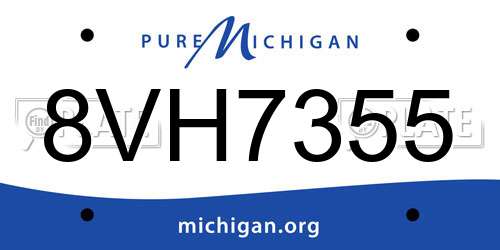 8VH7355 Michigan License Plate