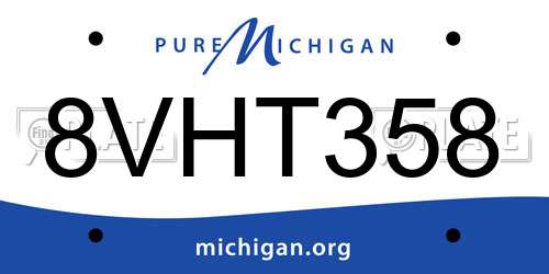 8VHT358 Michigan License Plate