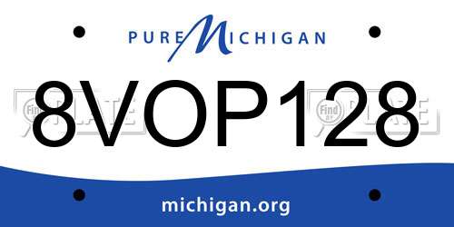 8VOP128 Michigan License Plate