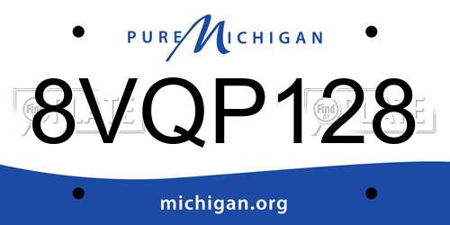 8VQP128 Michigan License Plate