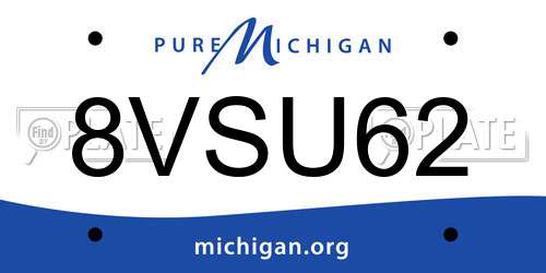 8VSU62 Michigan License Plate