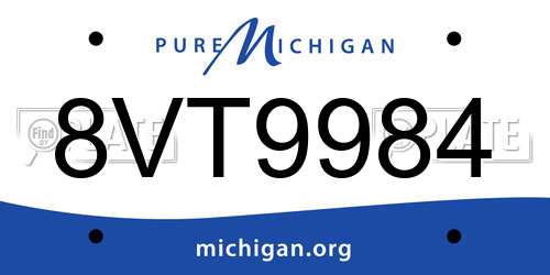 8VT9984 Michigan License Plate