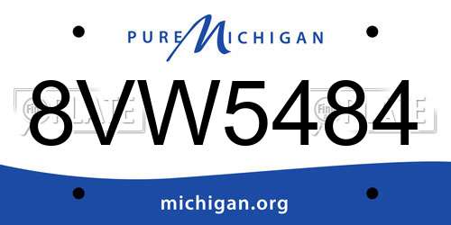 8VW5484 Michigan License Plate