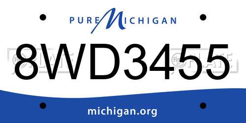 8WD3455 Michigan License Plate