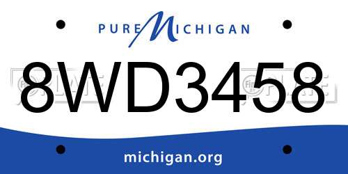 8WD3458 Michigan License Plate