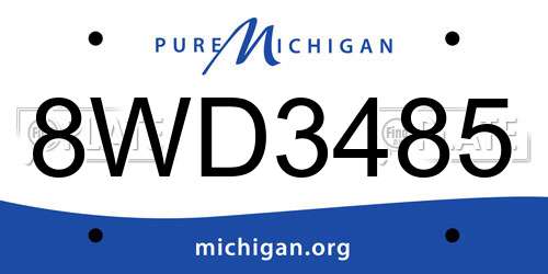 8WD3485 Michigan License Plate