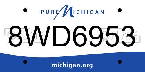 8WD6953 Michigan License Plate