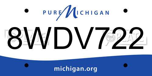 8WDV722 Michigan License Plate