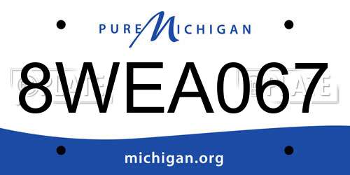 8WEA067 Michigan License Plate