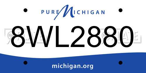 8WL2880 Michigan License Plate