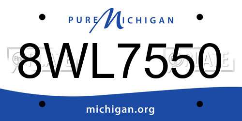 8WL7550 Michigan License Plate