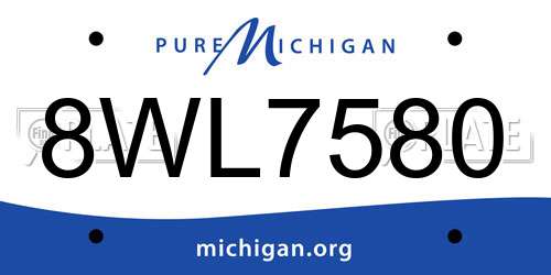 8WL7580 Michigan License Plate