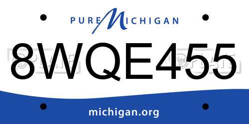 8WQE455 Michigan License Plate