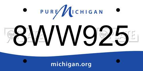 8WW925 Michigan License Plate