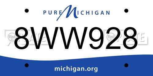 8WW928 Michigan License Plate