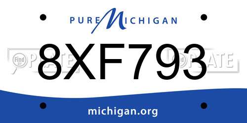 8XF793 Michigan License Plate