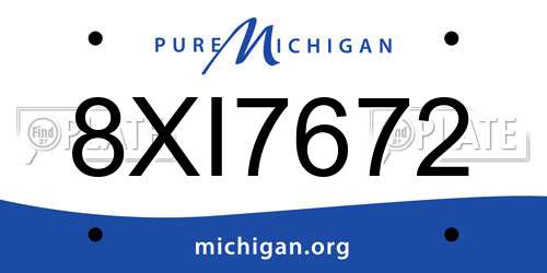 8XI7672 Michigan License Plate