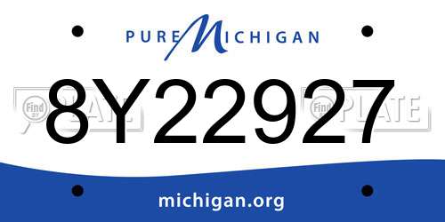 8Y22927 Michigan License Plate