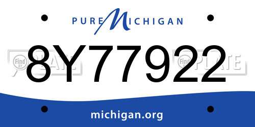 8Y77922 Michigan License Plate