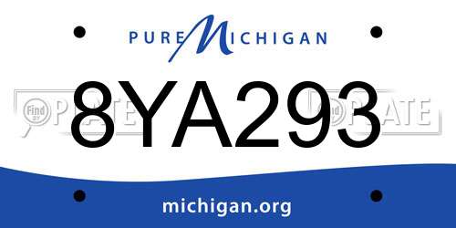 8YA293 Michigan License Plate