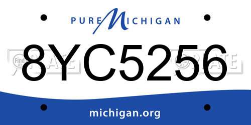 8YC5256 Michigan License Plate