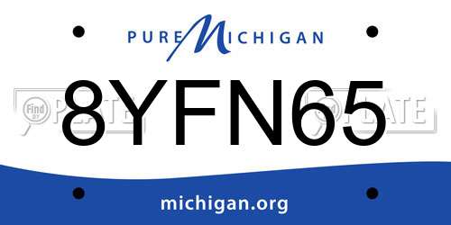 8YFN65 Michigan License Plate