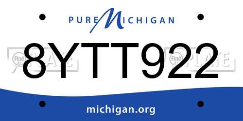 8YTT922 Michigan License Plate