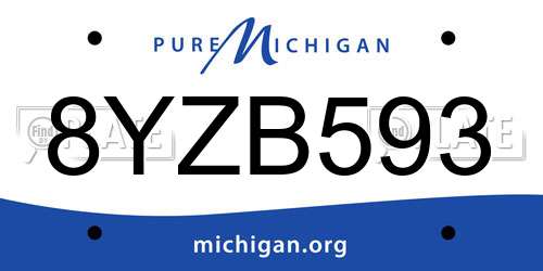 8YZB593 Michigan License Plate