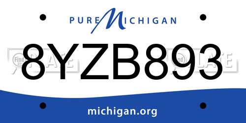 8YZB893 Michigan License Plate