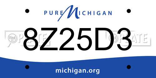 8Z25D3 Michigan License Plate