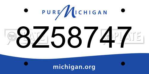 8Z58747 Michigan License Plate