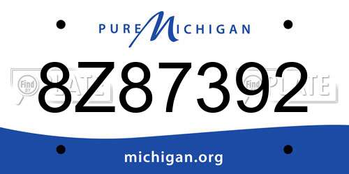 8Z87392 Michigan License Plate