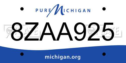 8ZAA925 Michigan License Plate