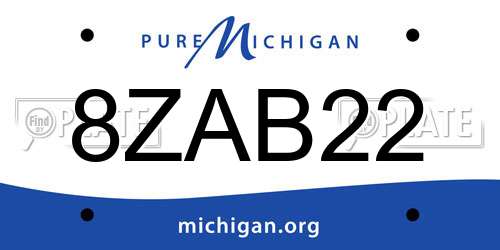 8ZAB22 Michigan License Plate