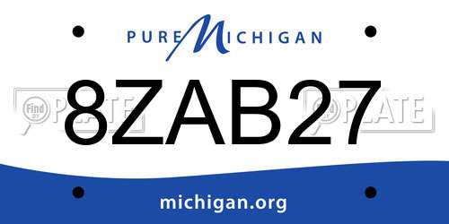 8ZAB27 Michigan License Plate