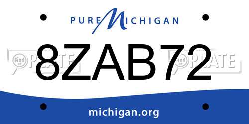 8ZAB72 Michigan License Plate